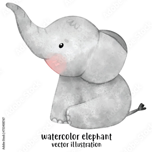 Cute baby elephant, watercolor style, animal, elephant