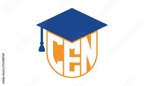 CEN initial letter academic logo design vector template. school college logo, university logo, graduation cap logo, institute logo, educational logo, library logo, teaching logo, book shop, varsity	