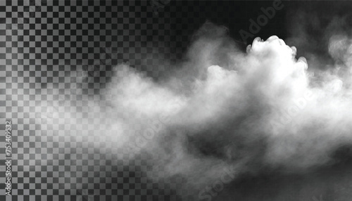 Fog or smoke isolated transparent background. White cloudiness, mist, smog, dust, vapor PNG photo