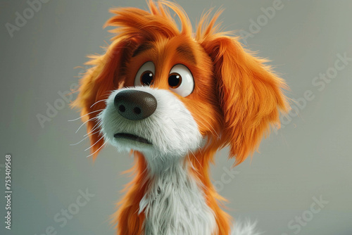 A lovable and endearing cartoon dog with a fuzzy coat