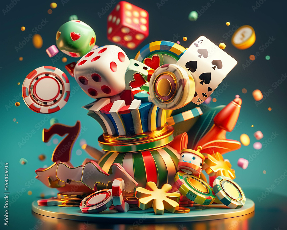 A colorful 3D interpretation of a gamblers lucky charm