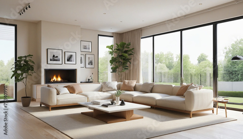 house beautiful design interior creative stylish living room in contemporary natural white and beige colour scheme home interior design living room in daylight cosy and simple © Fukurou