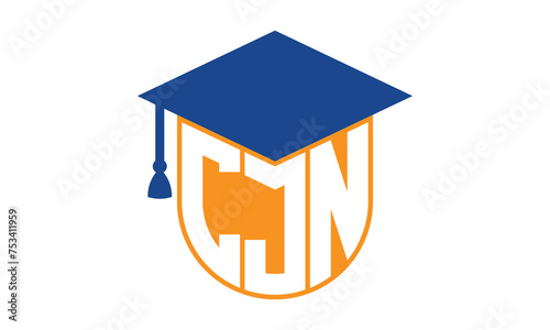 CJN initial letter academic logo design vector template. school college logo, university logo, graduation cap logo, institute logo, educational logo, library logo, teaching logo, book shop, varsity	 photo