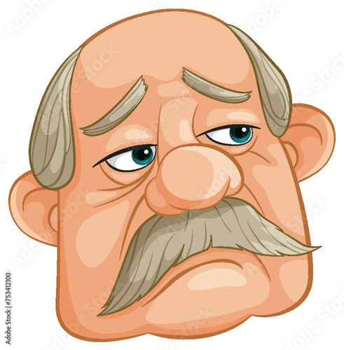 Vector illustration of a displeased elderly man