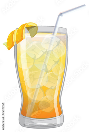 Vector illustration of a cold citrus beverage with straw.