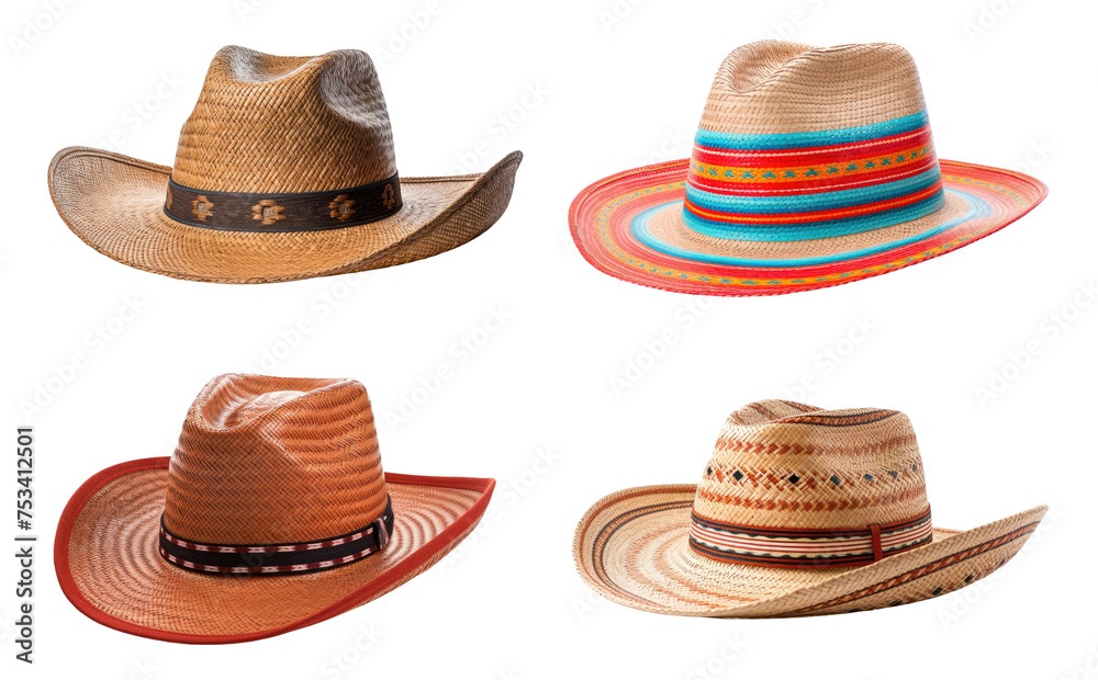 Mexican hats isolated on transparent background