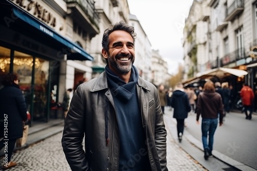 Portrait of handsome middle-aged man in Paris, France. © Stocknterias