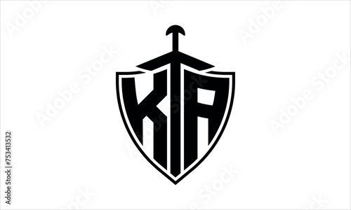 KA initial letter shield icon gaming logo design vector template. batman logo, sports logo, monogram, polygon, war game, symbol, playing logo, abstract, fighting, typography, icon, minimal, knife logo