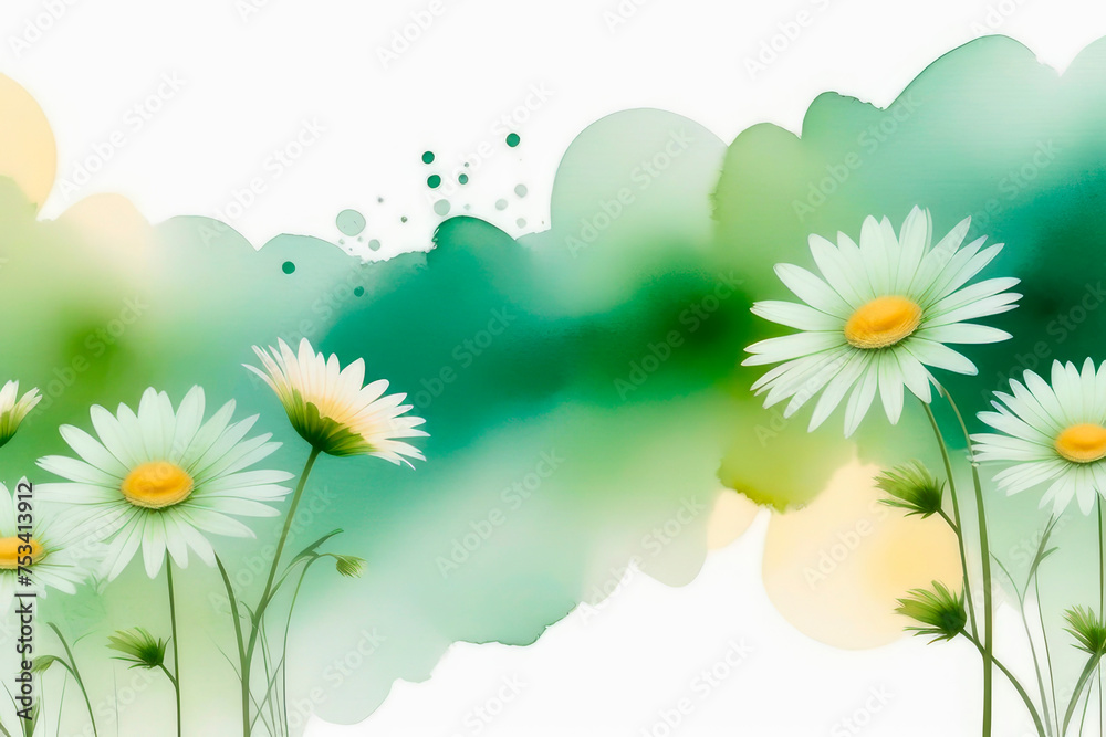 Art background with transparent x-ray flowers daisies.