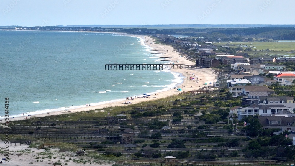 South Carolina coastal beach by the ocean at Pawleys Island, SC a summertime vacation destination for family