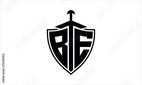 BE initial letter shield icon gaming logo design vector template. batman logo, sports logo, monogram, polygon, war game, symbol, playing logo, abstract, fighting, typography, icon, minimal, knife logo