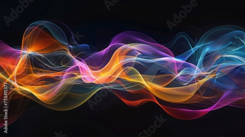 Neon colour purple lines on black background. Creative abstract wallpaper,abstract background with multicolored smoke on a black background,original abstract colorful background 