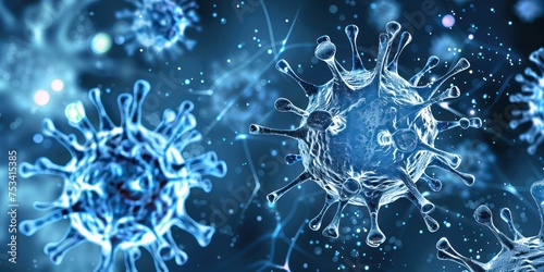 Virus blue background 