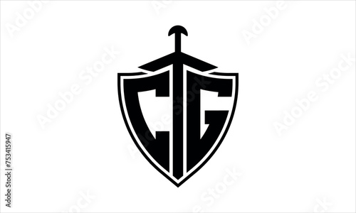 CG initial letter shield icon gaming logo design vector template. batman logo, sports logo, monogram, polygon, war game, symbol, playing logo, abstract, fighting, typography, icon, minimal, knife logo