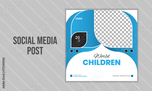 International World Children's Day minimal social media poster design template.