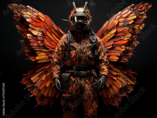 Firefighter made of butterfly wings
