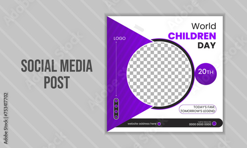 World Child Event Celebration Day colorful social media template design layout.