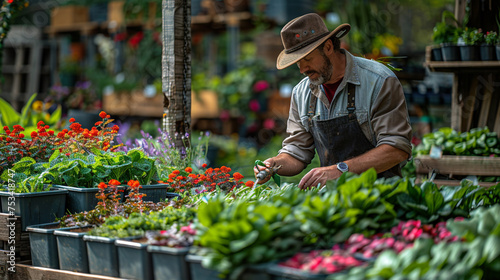 Man Working in Garden Center © Ольга Дорофеева