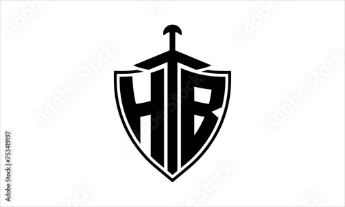 HB initial letter shield icon gaming logo design vector template. batman logo, sports logo, monogram, polygon, war game, symbol, playing logo, abstract, fighting, typography, icon, minimal, knife logo