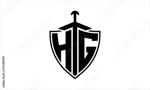HG initial letter shield icon gaming logo design vector template. batman logo, sports logo, monogram, polygon, war game, symbol, playing logo, abstract, fighting, typography, icon, minimal, knife logo