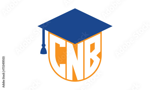 CNB initial letter academic logo design vector template. school college logo, university logo, graduation cap logo, institute logo, educational logo, library logo, teaching logo, book shop, varsity	