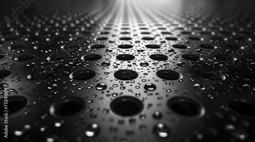 Water Droplets on Metal and Industrial Flooring in Dark Brooding Style photo
