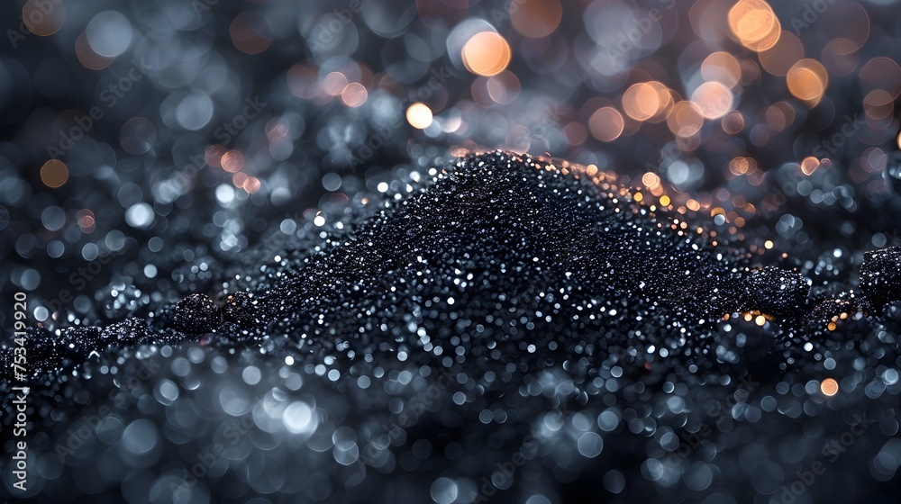 Black Coal and Rocks with Bokeh and Shimmering Metallics, To convey a sense of luxury, wealth, and resourcefulness through the use of black coal, - obrazy, fototapety, plakaty 
