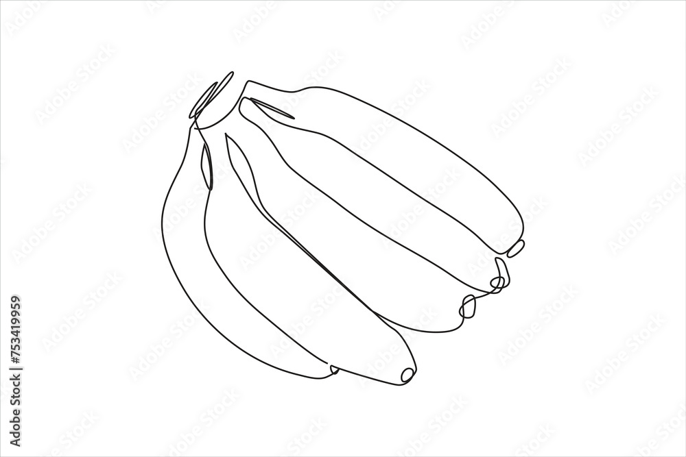 banana in continuous line art drawing. One line continuous fresh banana. Outline vector illustration. banana in continuous line art drawing. One line continuous fresh banana. Outline vector illustration.