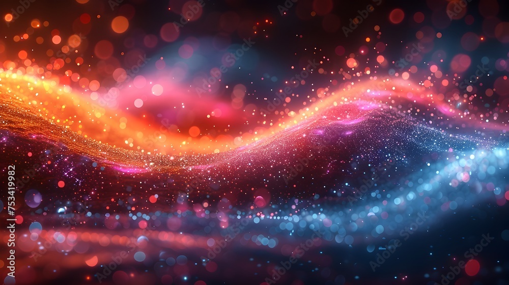 Abstract Colorful Wave Movement with Dazzling Lights and Cosmic Style