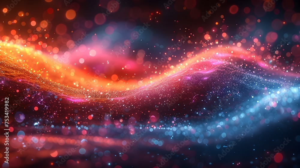 Fototapeta premium Abstract Colorful Wave Movement with Dazzling Lights and Cosmic Style