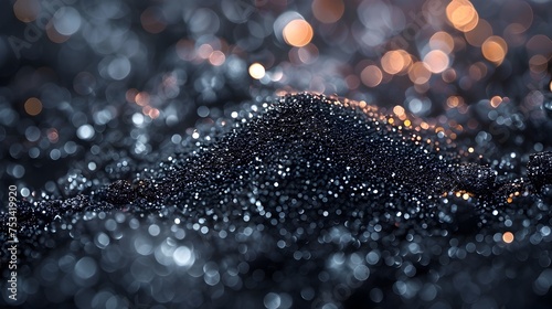 Black Coal and Rocks with Bokeh and Shimmering Metallics, To convey a sense of luxury, wealth, and resourcefulness through the use of black coal,