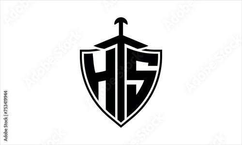 HS initial letter shield icon gaming logo design vector template. batman logo, sports logo, monogram, polygon, war game, symbol, playing logo, abstract, fighting, typography, icon, minimal, knife logo