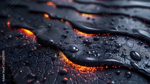 Lava Drops on a Black Surface - Hyper-Detailed Photorealistic Renderings photo
