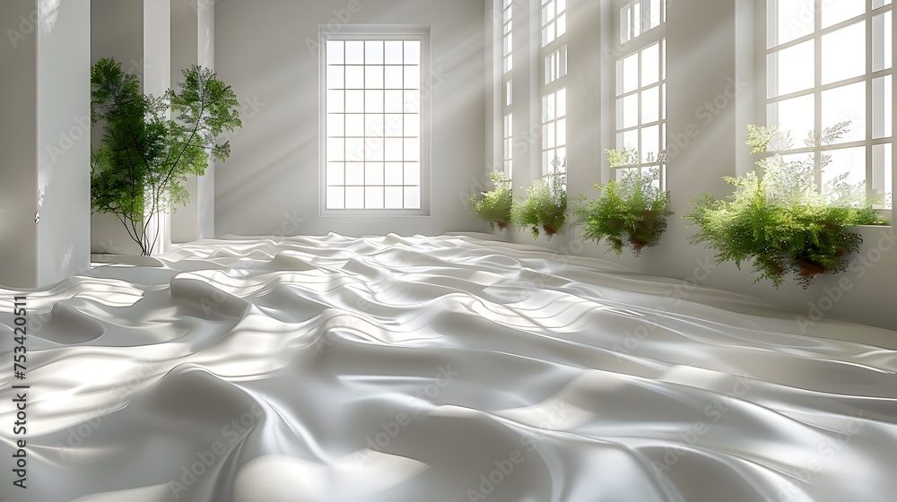 Interior Space with Botanical Detail in Surreal Style