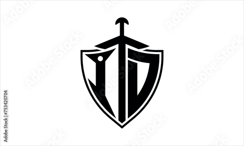 ID initial letter shield icon gaming logo design vector template. batman logo, sports logo, monogram, polygon, war game, symbol, playing logo, abstract, fighting, typography, icon, minimal, knife logo