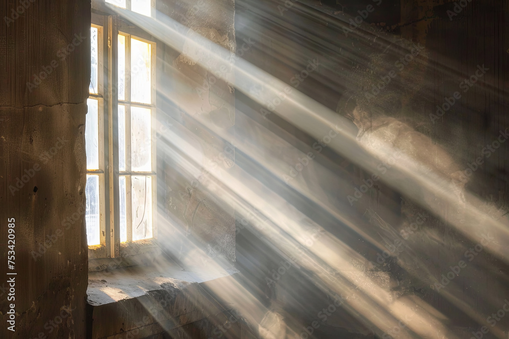 Obraz premium An empty room filled with light rays