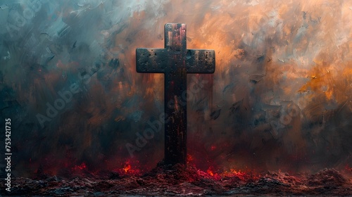 Christianity Background with Religious Symbols photo