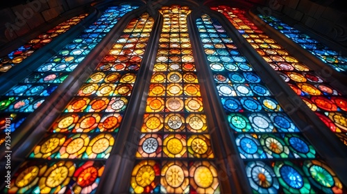 Intricate Stained Glass Windows in a Cathedral