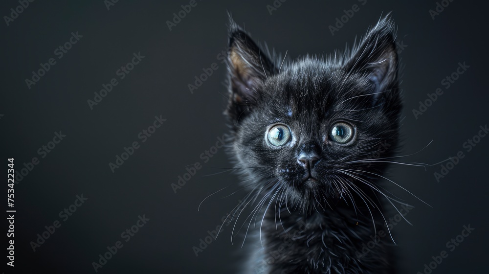 Black Kitten Crossbreed Cat Sitting, Desktop Wallpaper Backgrounds, Background HD For Designer