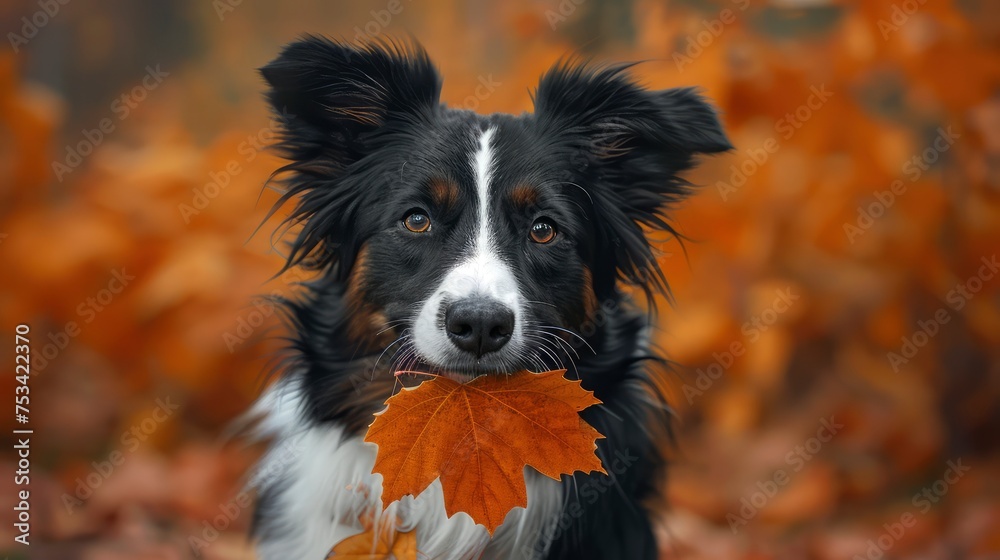 Border Collie Dog Holding Leaf His, Desktop Wallpaper Backgrounds, Background HD For Designer