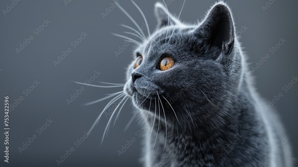 British Blue Cat Stands On Hind, Desktop Wallpaper Backgrounds, Background HD For Designer