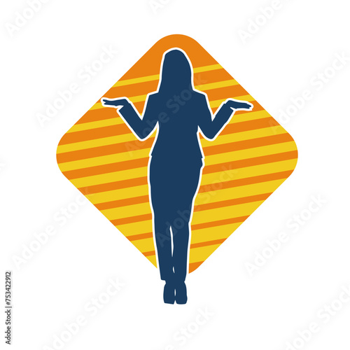 Silhouette of a business woman wearing office work women suit in pose