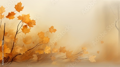 Autumn maple leaves and floral decorations background for seasonal design projects