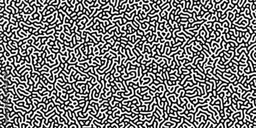 Turing reaction diffusion monochrome seamless pattern with chaotic motion .Linear design with biological shapes. Organic lines in memphis. abstract turing organic wallpaper background .