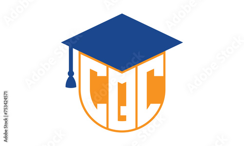 CQC initial letter academic logo design vector template. school college logo, university logo, graduation cap logo, institute logo, educational logo, library logo, teaching logo, book shop, varsity	 photo