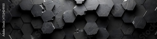 Black Hexagon Abstract Background, 3D Rendering, To add a modern and edgy touch to any design project
