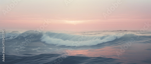 Ocean background with beautiful waves and pink sky