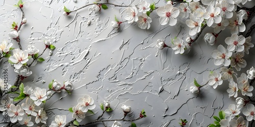 Stunning 3D Textured Painting of Cherry Blossoms, To add a touch of spring and beauty to any design project