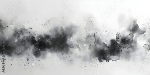 Abstract Black Ink Watercolor Splash with Smoke and Dust, To add a unique and artistic touch to a website, advertisement, or marketing material with