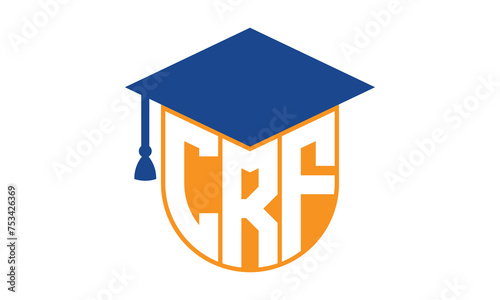 CRF initial letter academic logo design vector template. school college logo, university logo, graduation cap logo, institute logo, educational logo, library logo, teaching logo, book shop, varsity	